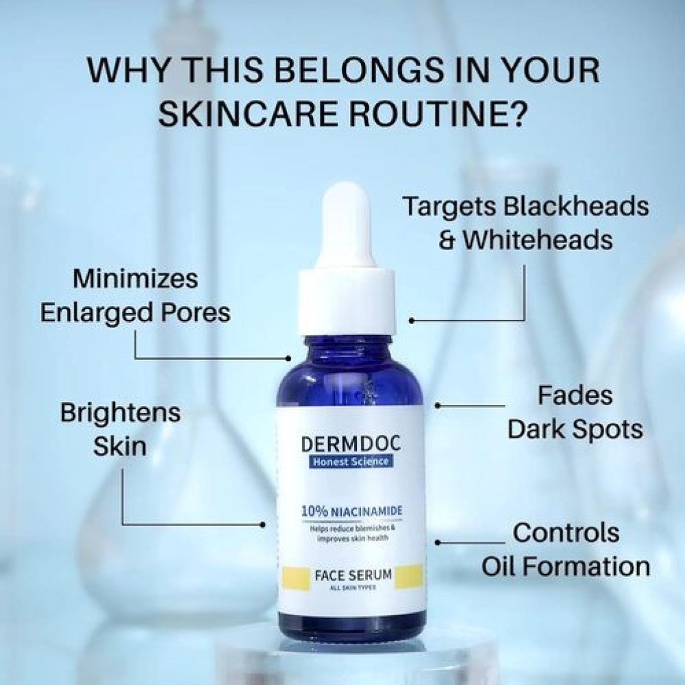 DermDoc 10% Niacinamide Face Serum skin radiance face serum, niacinamide serum-30 ml