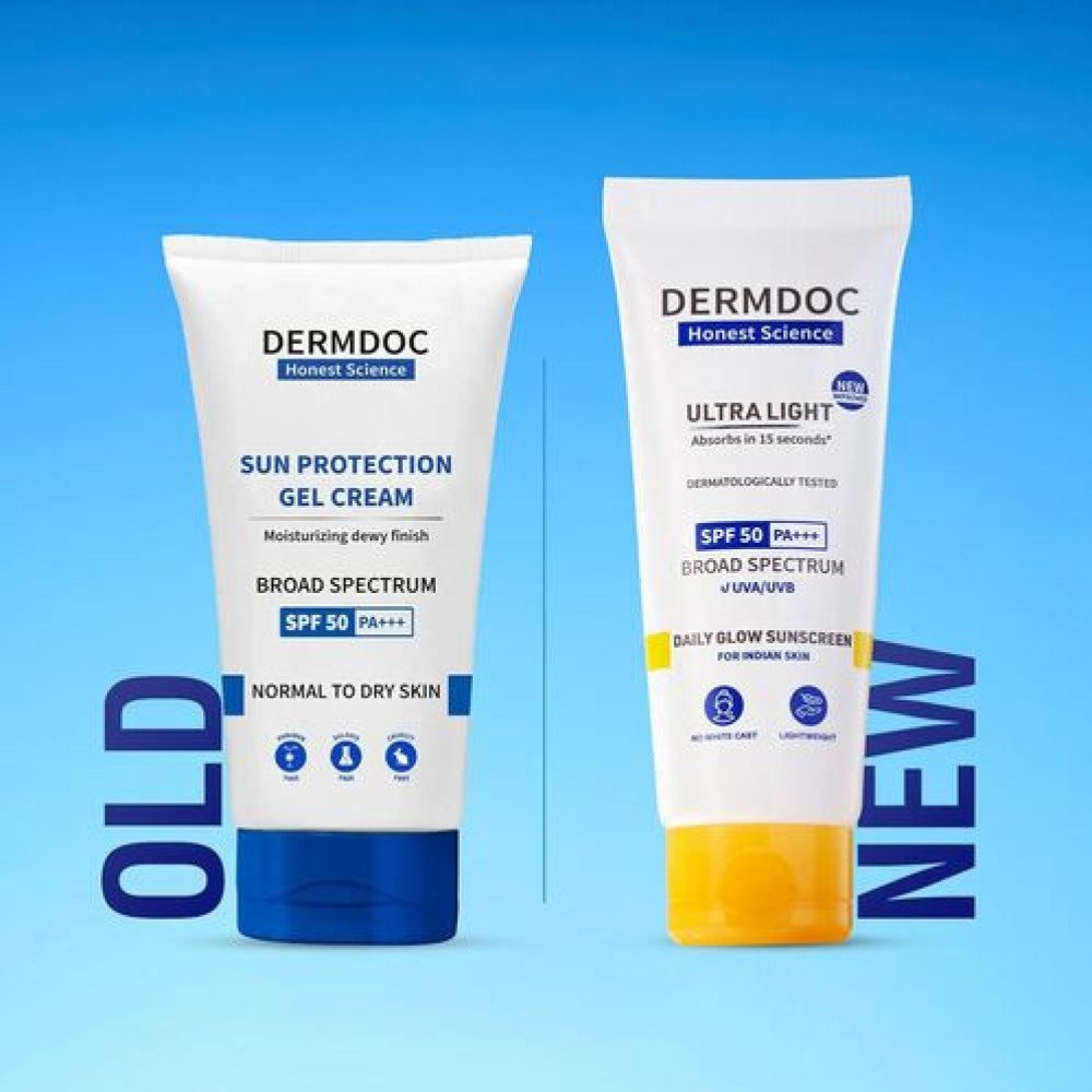 DERMDOC by Purplle Ultra Light SPF 50 PA+++ Daily Glow Sunscreen (50gm) | Sunblock | Lightweight | Non-Greasy | 0 White Cast