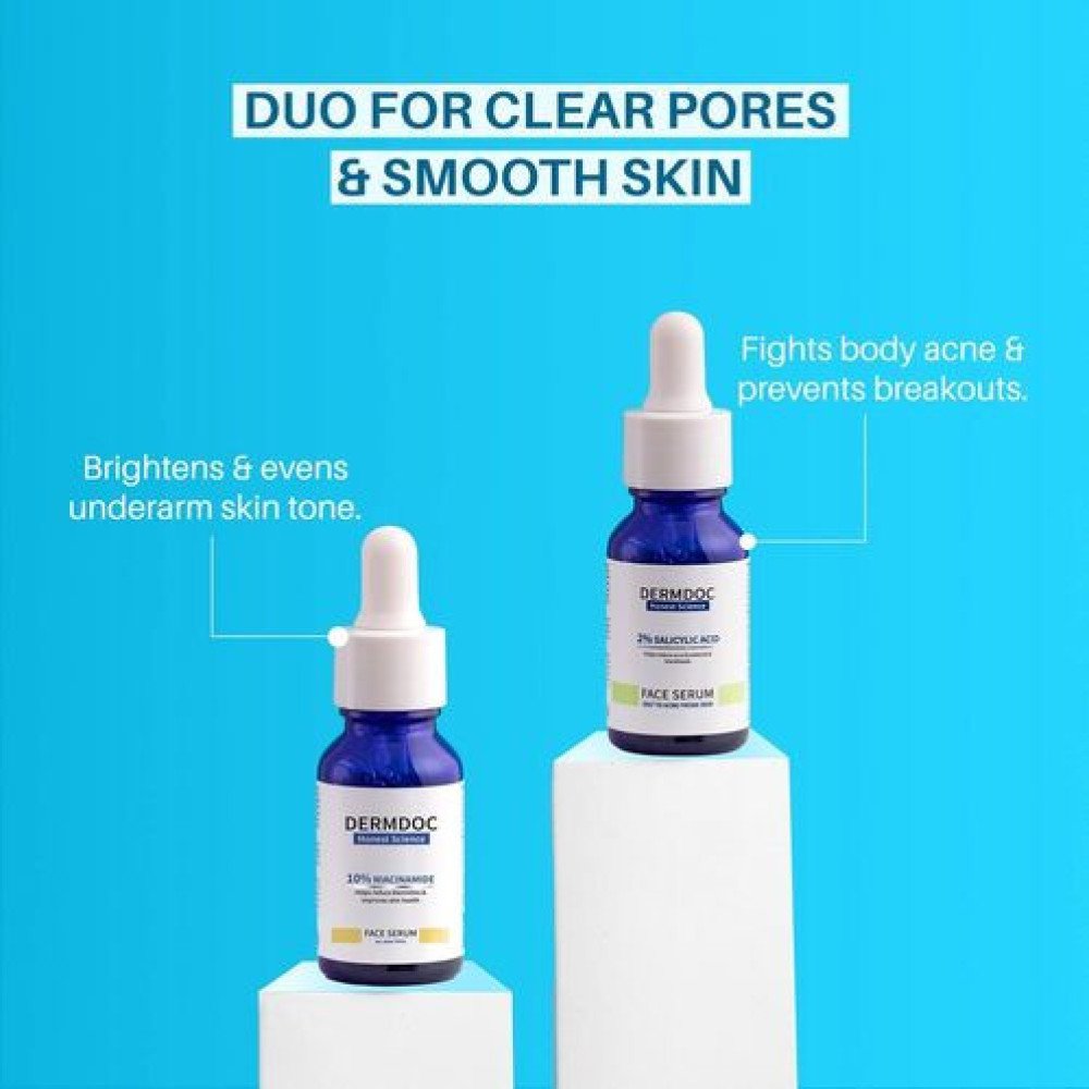 DERMDOC  for Clear Skin | 2% Salicylic Acid Face Serum (15 ml) oily skin  blackheads, whiteheads acne prone skin-15ml Pack Of-2