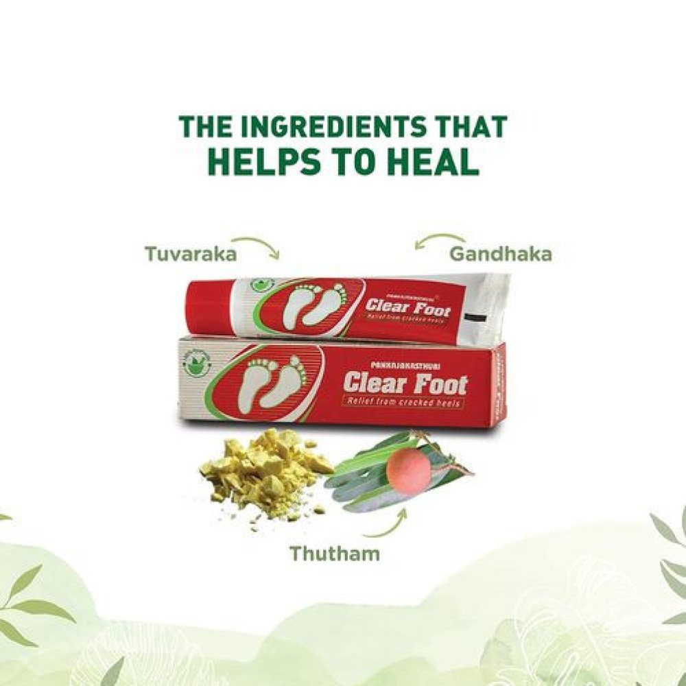 Pankajakasthuri Clear Foot Ayurvedic Ointment for Cracked Heels, Dry Skin & Heel Pain - 25g