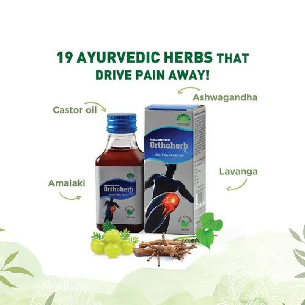 Pankajakasthuri Orthoherb Oil Ayurvedic Pain Relief from Joint, Muscle, Back Pain, Sprains, Sports injuries reducing Inflammation and Sciatica - 100ml