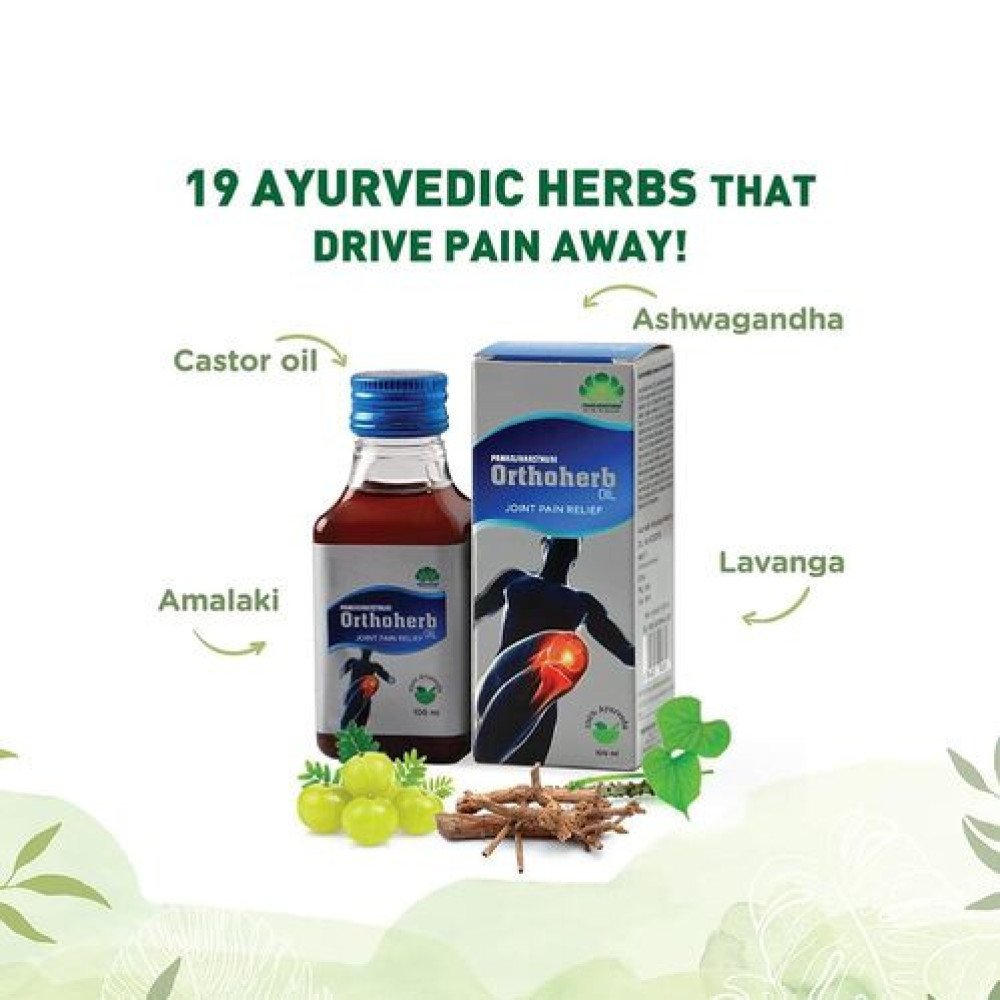 Pankajakasthuri Orthoherb Oil Ayurvedic Pain Relief from Joint, Muscle, Back Pain, Sprains, Sports injuries reducing Inflammation and Sciatica - 100ml