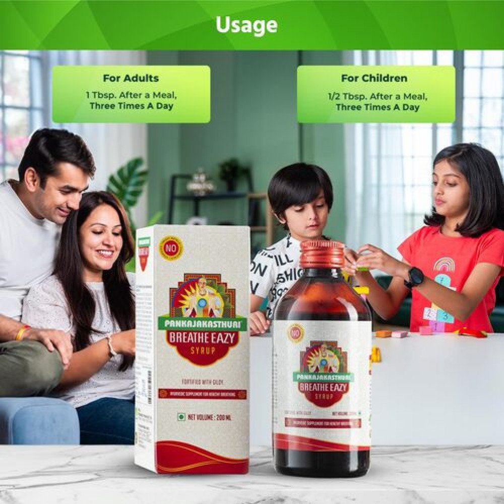 Pankajakasthuri Syrup - Breathe easy, 200ml Bottle