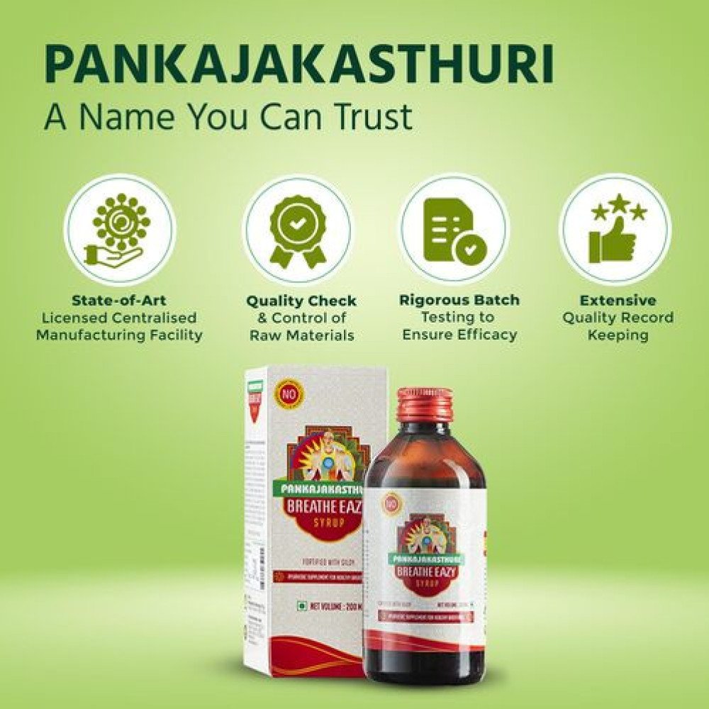 Pankajakasthuri Syrup - Breathe easy, 200ml Bottle