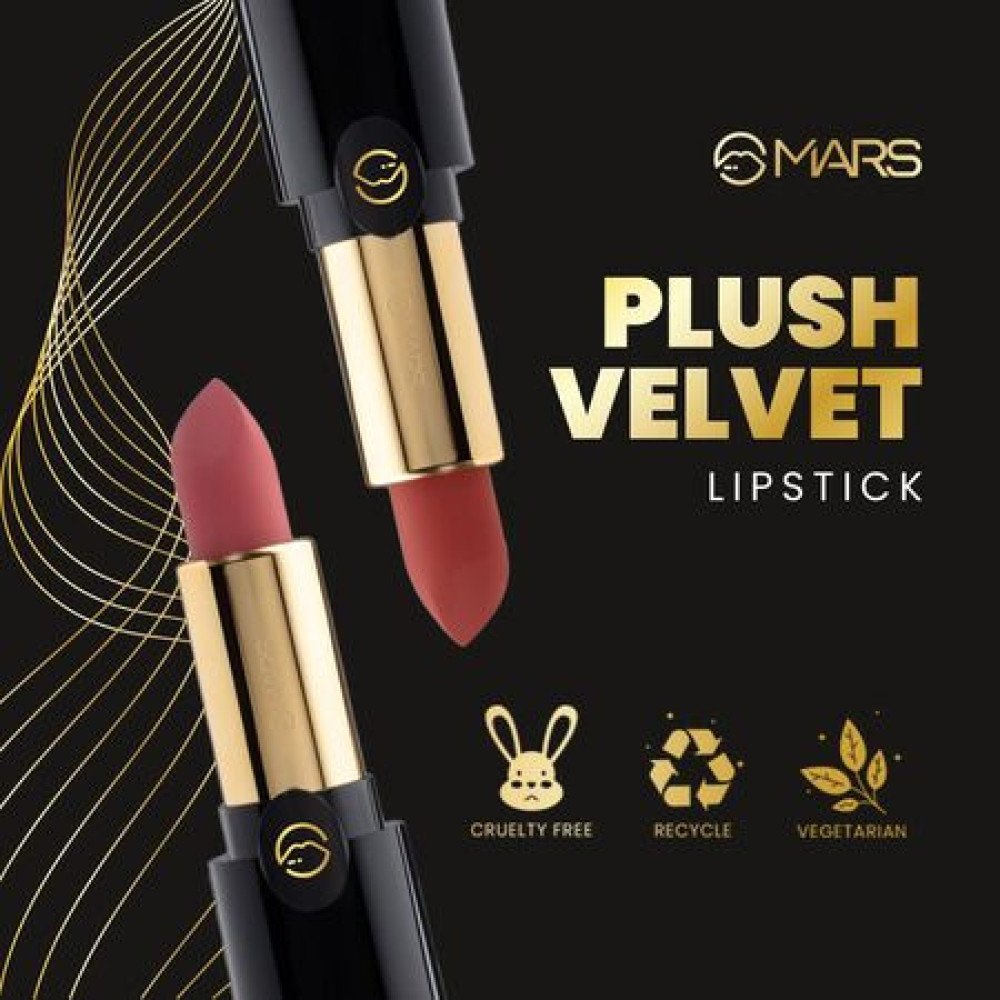 MARS Plush Velvet Creamy Matte Lipstick for women | Smooth Glide | One Swipe Pigmentation | Non-Drying and Creamy Formula | Rich and Vibrant Color | 3.2 gm | (13-Volcanic Red)
