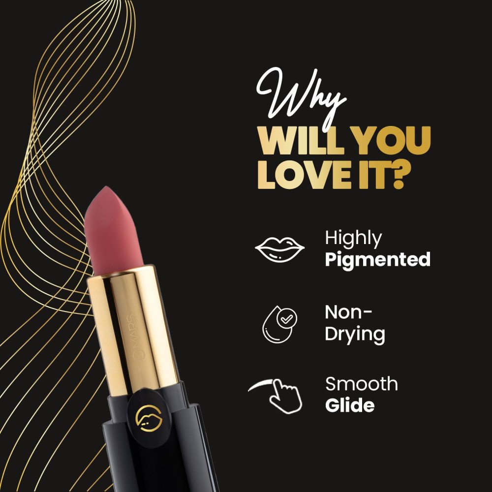 MARS Plush Velvet Creamy Matte Lipstick for women | Smooth Glide | One Swipe Pigmentation | Non-Drying and Creamy Formula | Rich and Vibrant Color | 3.2 gm | (15-Love Potion)