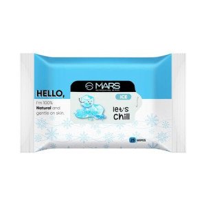 MARS Refreshing Wet Wipes for Face| Facial Cleansing | Refreshing & Skin Hydration| Soothing for skin | pH Balance & Alcohol Free | Nourishing with Fruit extract | 25 Wipes | Ice