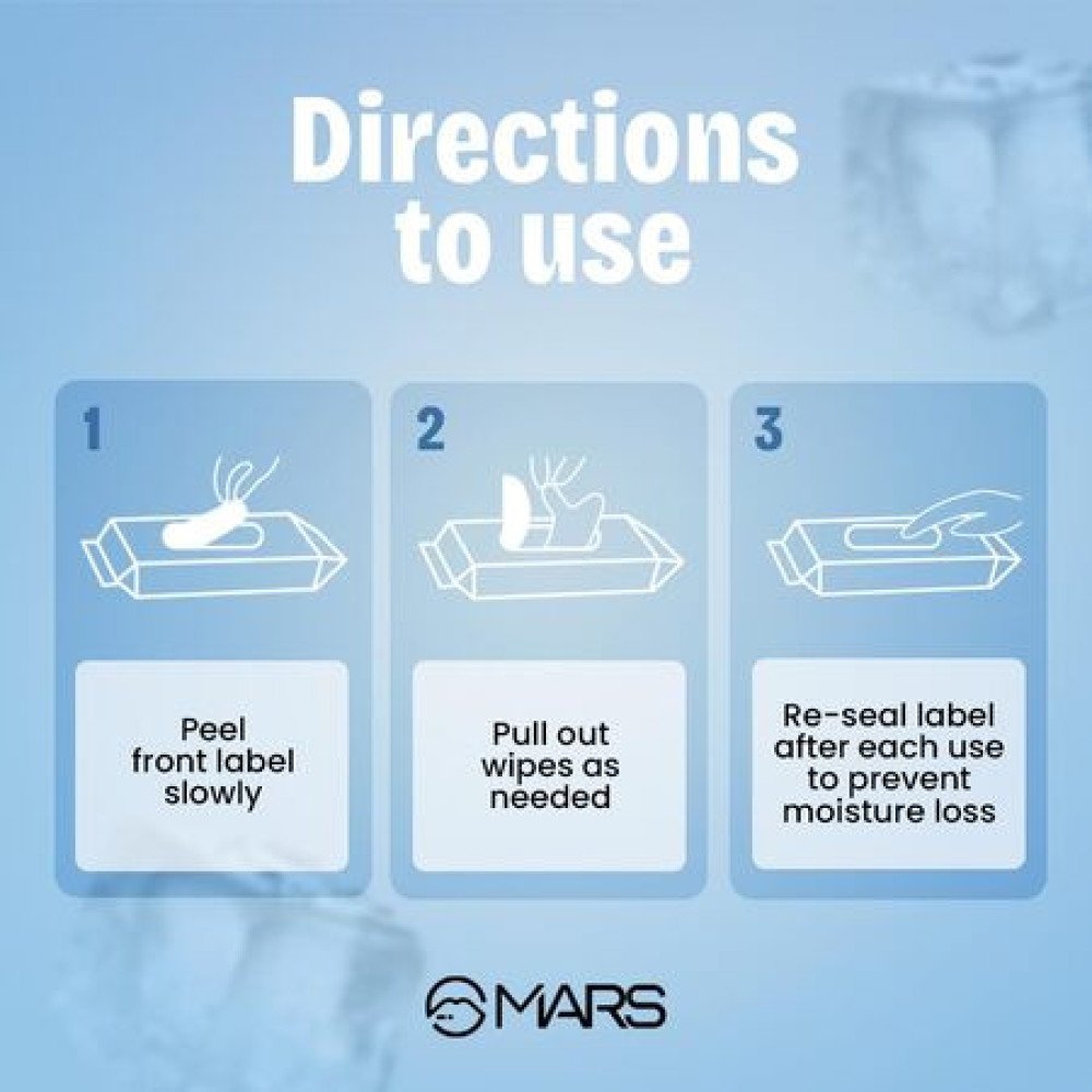 MARS Refreshing Wet Wipes for Face| Facial Cleansing | Refreshing & Skin Hydration| Soothing for skin | pH Balance & Alcohol Free | Nourishing with Fruit extract | 25 Wipes | Ice