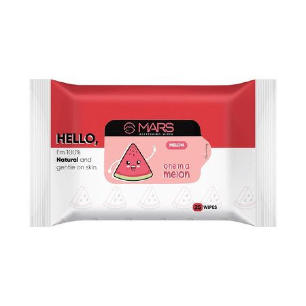 MARS Refreshing Wet Wipes for Face| Facial Cleansing | Refreshing & Skin Hydration| Soothing for skin | pH Balance & Alcohol Free | Nourishing with Fruit extract | 25 Wipes |