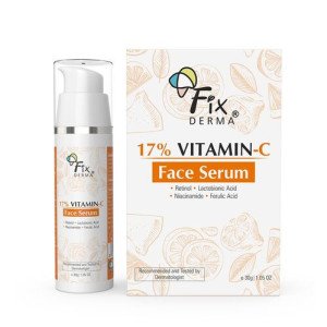Fixderma 17% Vitamin C Face Serum for Glowing Skin | Retinol | Skin Brightening Vit C Serum for Women and Men | Anti Aging Night | Niacinamide - 30 G