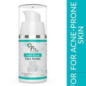 Fixderma 2% Salicylic Acid Serum for Anti Acne & Spot Treatment with 5% Azelaic Acid & 4% Mandelic Acid | Anti Acne Face Serum | Face Serum for Men & Women for Oily Skin - 30Gm