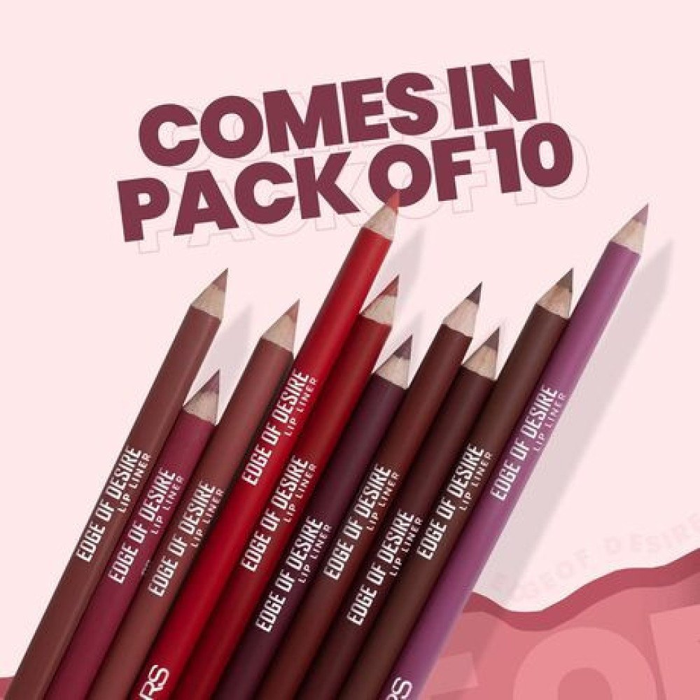 MARS Matte Liner Set of 10 | One Swipe Smooth Application | Long Lasting & Travel Friendly Lip Pencil | Multicolor | Set-B (1.4g x 10)