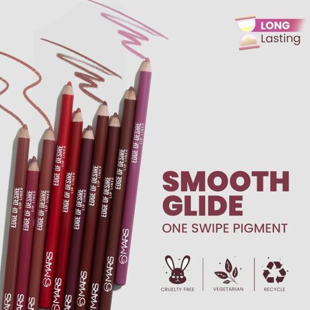 MARS Matte Liner | One Swipe Smooth Application | Long Lasting Lip Pencil | (1.6gm) (01-Lusty) (Satin)