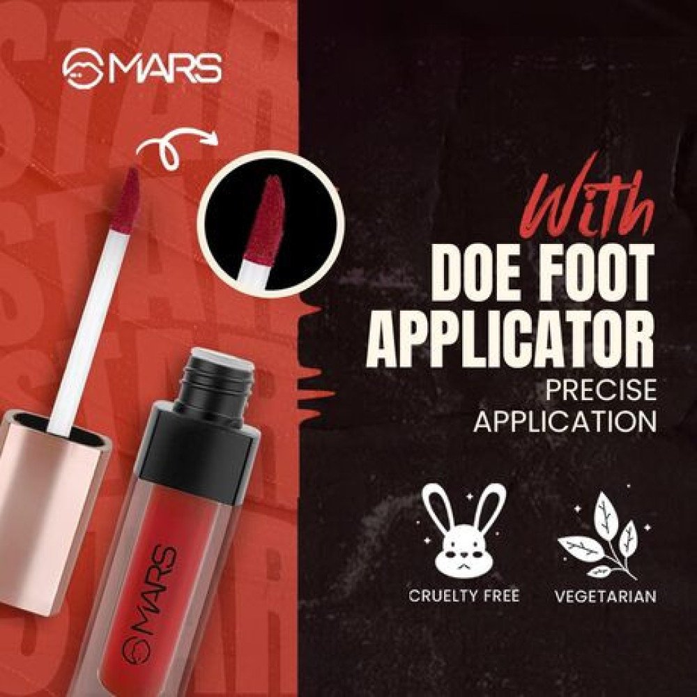 MARS Popstar Drying Liquid Mousse Lipstick for Women with Matte Finish | Lightweight and Non-Sticky Formula | Up to 12 Hour Long Lasting | Transferproof & Waterproof (6.0ml) (03-Chorus Girl)