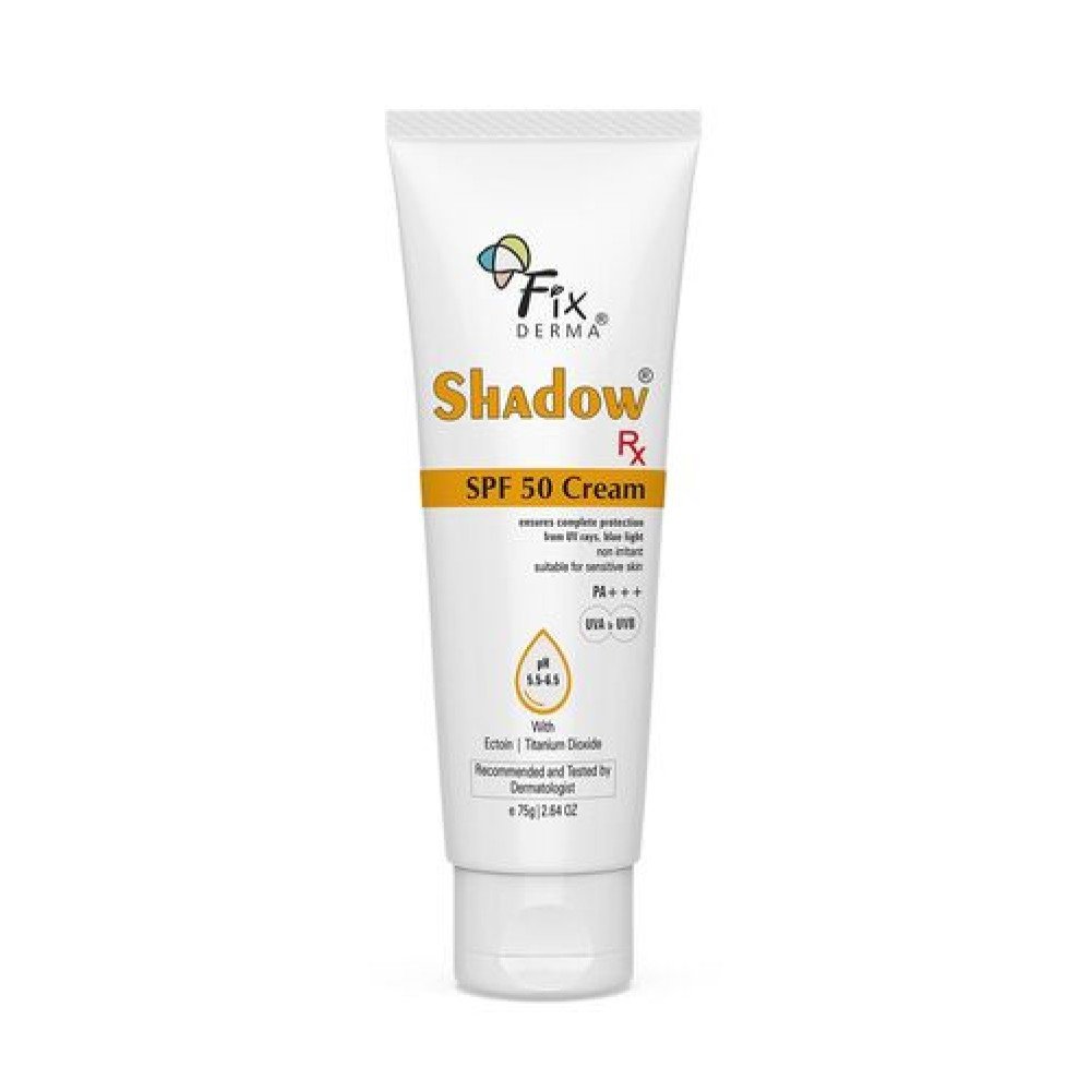 Fixderma Shadow RX Sunscreen SPF 70+ Cream | Sunscreen for Dry Skin | Sunblock SPF 50 | Hybrid Sunscreen with UVA & UVB Filters, Antioxidants, IR Protection and Blue Light Protection - 75gm