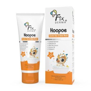 Fixderma Hoopoe Gentle Hair & Body Wash for Kids with Colloidal oatmeal, Aloe Vera Gel Extract, Calendula & Coconut Oil|Top to Toe wash for Baby | Tear Free Formula | Dermatologist Tested (100 Ml)