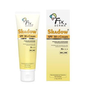 Fixderma Shadow Sunscreen SPF 30+ PA+++ Cream For Dry Skin, Body & Face, Broad Spectrum For Uva & Uvb Protection, Non Greasy & Water Resistant, 75g