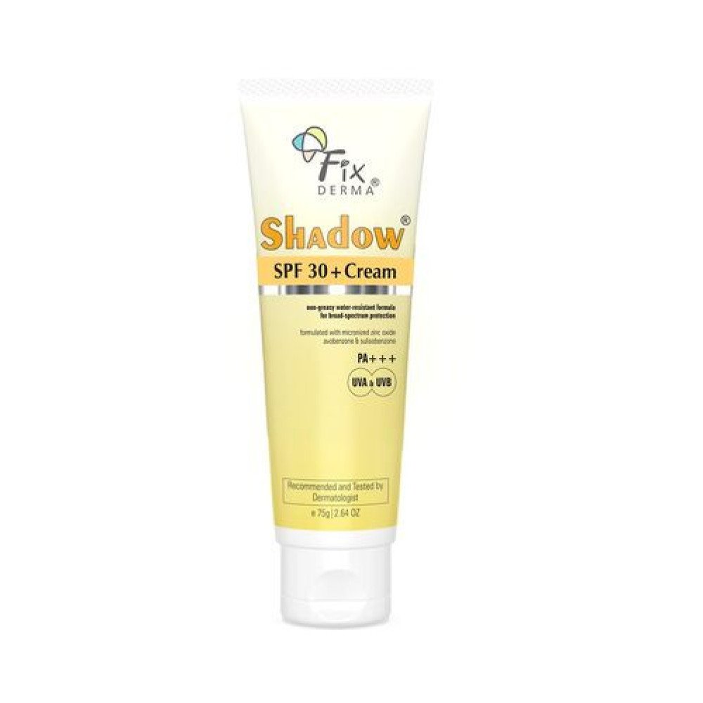 Fixderma Shadow Sunscreen SPF 30+ PA+++ Cream For Dry Skin, Body & Face, Broad Spectrum For Uva & Uvb Protection, Non Greasy & Water Resistant, 75g