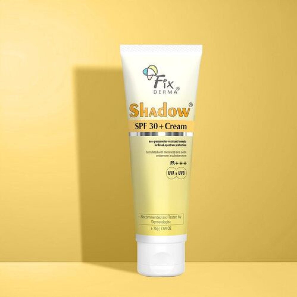 Fixderma Shadow Sunscreen SPF 30+ PA+++ Cream For Dry Skin, Body & Face, Broad Spectrum For Uva & Uvb Protection, Non Greasy & Water Resistant, 75g
