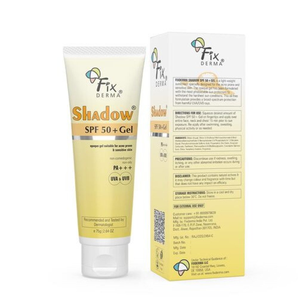 Fixderma Shadow Sunscreen SPF 50+ PA+++ Gel | Sunscreen SPF 50 for Oily, Acne Prone & Normal Skin | Broad Spectrum & UVA & UVB Protection | Lightweight | No White Cast | For Unisex - 7