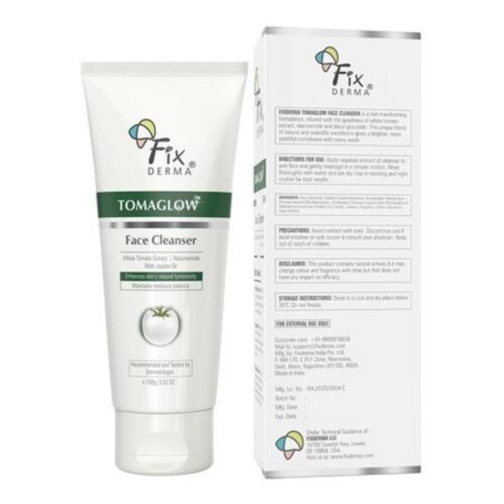 Fixderma Tomaglow Face Cleanser with White Tomato Extract, 2% Alpha Arbutin, 4% Niacinamide Tan Removal and Skin Brightening - 100 gm