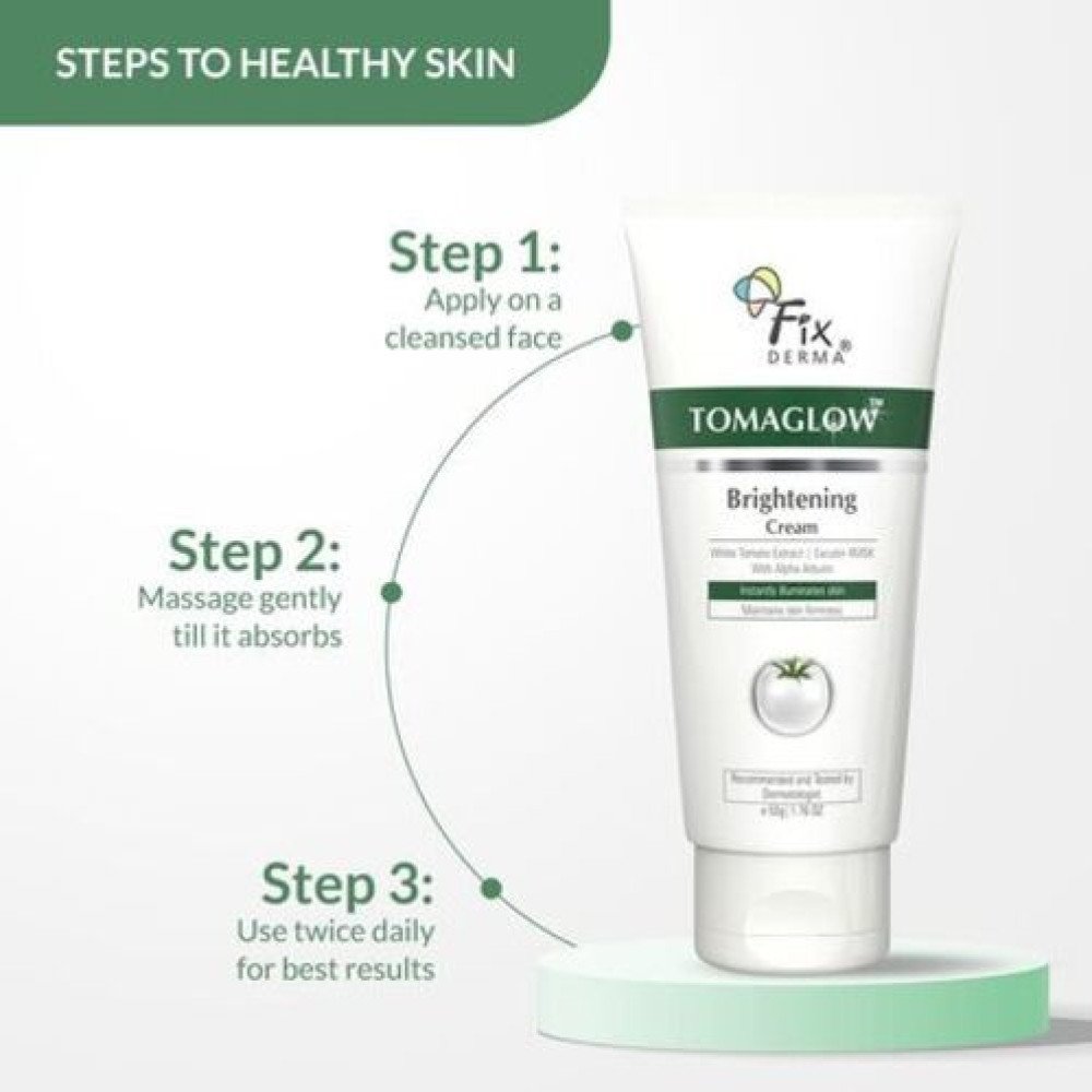 FIXDERMA Tomaglow Brightening Face Cream With White Tomato Extract, Excutin 4MSK With 2% Alpha Arbutin 4% Niacinamide, Lightens Dark Spots & Instantly Illuminates Skin, Face Cream For"