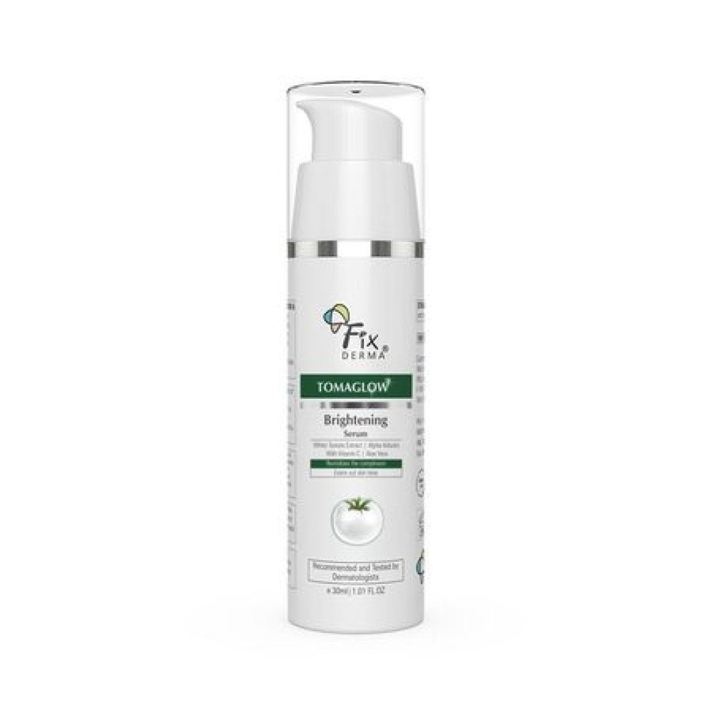 Fixderma TomaGlow Skin Brightening Serum for Face with 4% Niacinamide, 2% Alpha Arbutin, Vitamin C & White Tomato Extract | Reduce Pigmentation & Dark Spots | Brightens the Skin | For Men & Women - 30ML