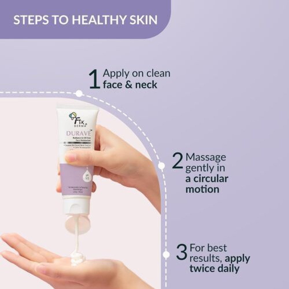 Fixderma Durave Radiance & Brightening Oil Free Face Moisturizer with Probiotics | Aloe Vera | Brightening Face Moisturizer for Women & Men - 50gm