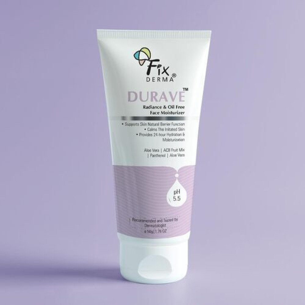 Fixderma Durave Radiance & Brightening Oil Free Face Moisturizer with Probiotics | Aloe Vera | Brightening Face Moisturizer for Women & Men - 50gm