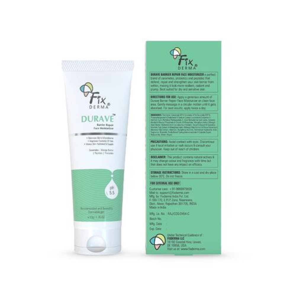 Fixderma Durave Radiance & Brightening Oil Free Face Moisturizer with Probiotics | Aloe Vera | Brightening Face Moisturizer for Women & Men - 50gm