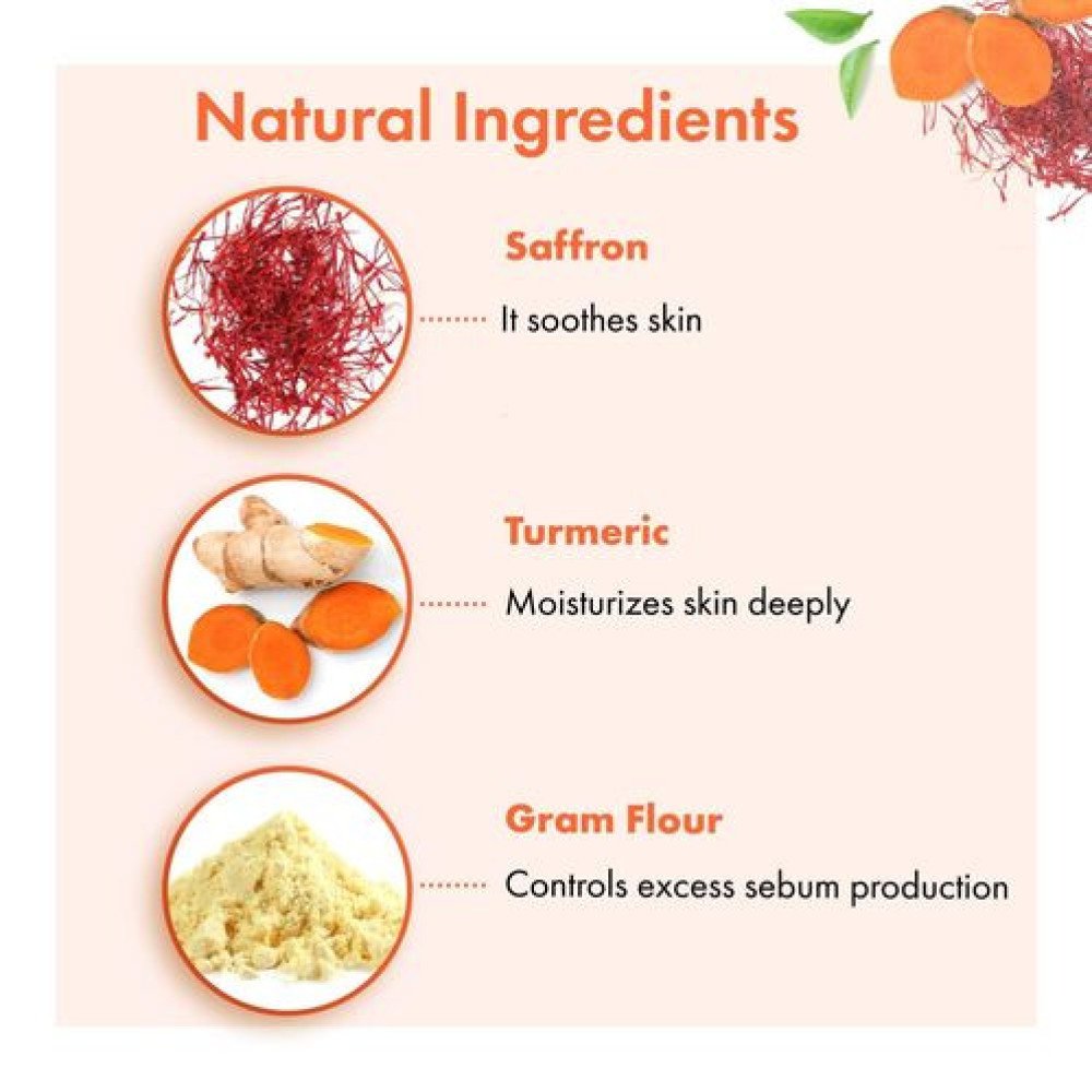 Good Vibes Ubtan 100% Pure Insta Glow Powder, 150 g | Detoxifying Cleansing Brightening Face Pack Powder For All Skin Types | With Turmeric, Saffron, Gram Flour | No Parabens