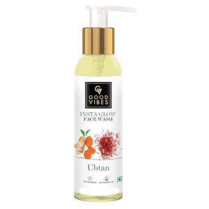 Good Vibes Ubtan Insta Glow Face Wash, 120 ml | Brightening, Soothing, Moisturizing Face Cleanser For All Skin Types | With Turmeric, Saffron, Vitamin B3 | No Parabens, Sulph