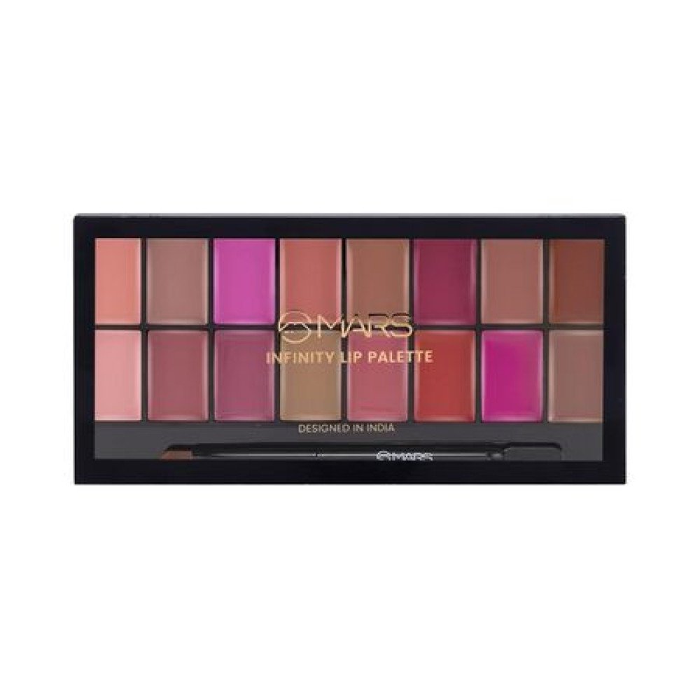 MARS Infinity Lip Palette | Demi Matte | 16 Colors to Infinte Lipstick Colors | Free Spatula cum Applicator (36.0 gm) (03-Multicolor)