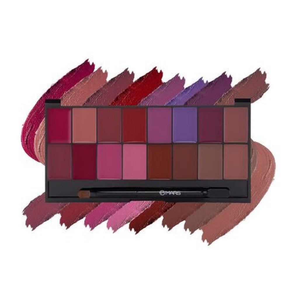 MARS Infinity Lip Palette | Demi Matte | 16 Colors to Infinte Lipstick Colors | Free Spatula cum Applicator (36.0 gm) (01+02-Multicolor)