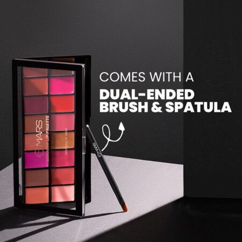 MARS Infinity Lip Palette | Demi Matte | 16 Colors to Infinte Lipstick Colors | Free Spatula cum Applicator (36.0 gm) (01+02-Multicolor)