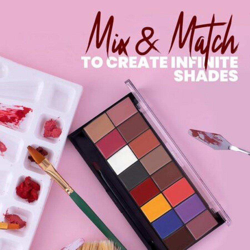 MARS Infinity Lip Palette | Demi Matte | 16 Colors to Infinte Lipstick Colors | Free Spatula cum Applicator (36.0 gm) (01+02-Multicolor)
