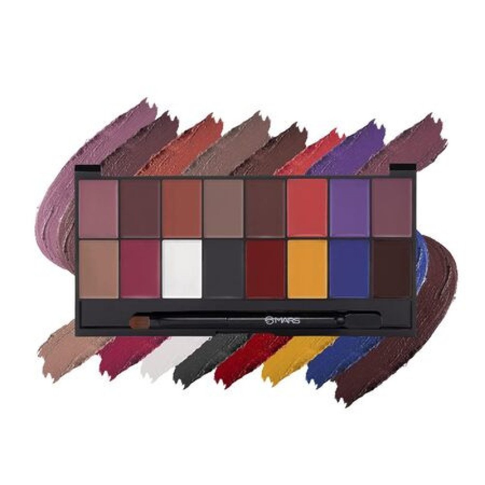 MARS Infinity Lip Palette | Demi Matte | 16 Colors to Infinte Lipstick Colors | Free Spatula cum Applicator (36.0 gm) (01+03-Multicolor)