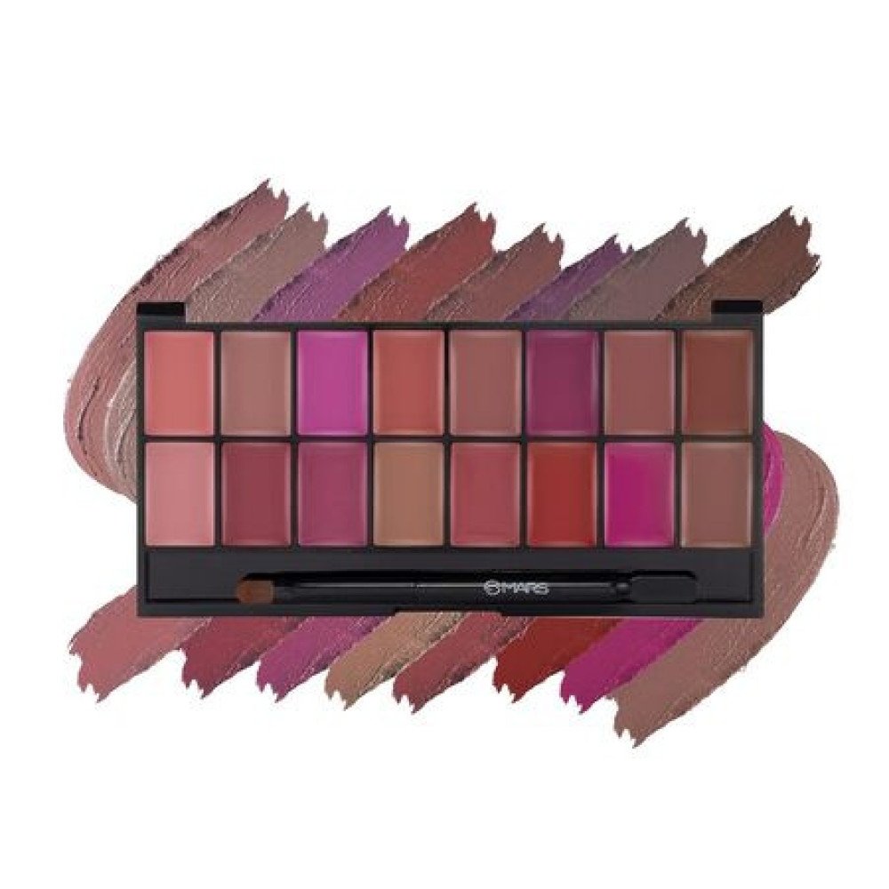 MARS Infinity Lip Palette | Demi Matte | 16 Colors to Infinte Lipstick Colors | Free Spatula cum Applicator (36.0 gm) (02+03 - Multicolor)