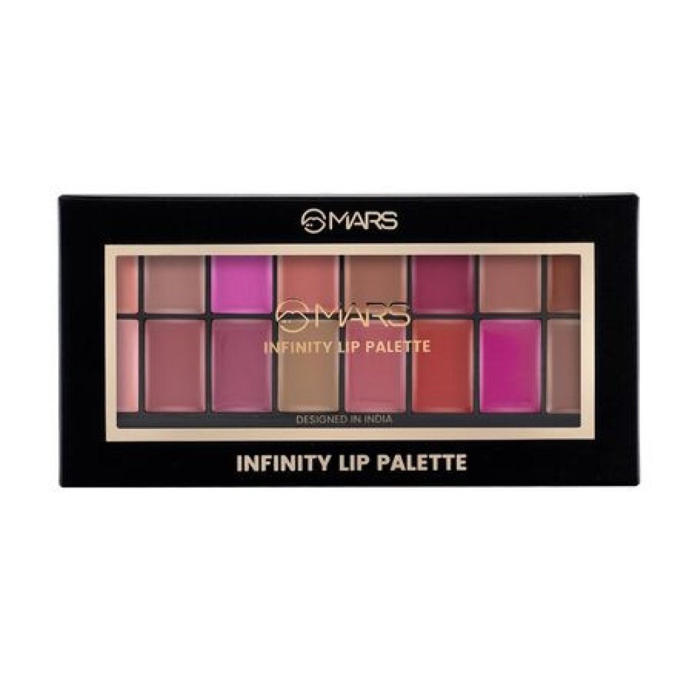 MARS Infinity Lip Palette | Demi Matte | 16 Colors to Infinte Lipstick Colors | Free Spatula cum Applicator (36.0 gm) (02+03 - Multicolor)