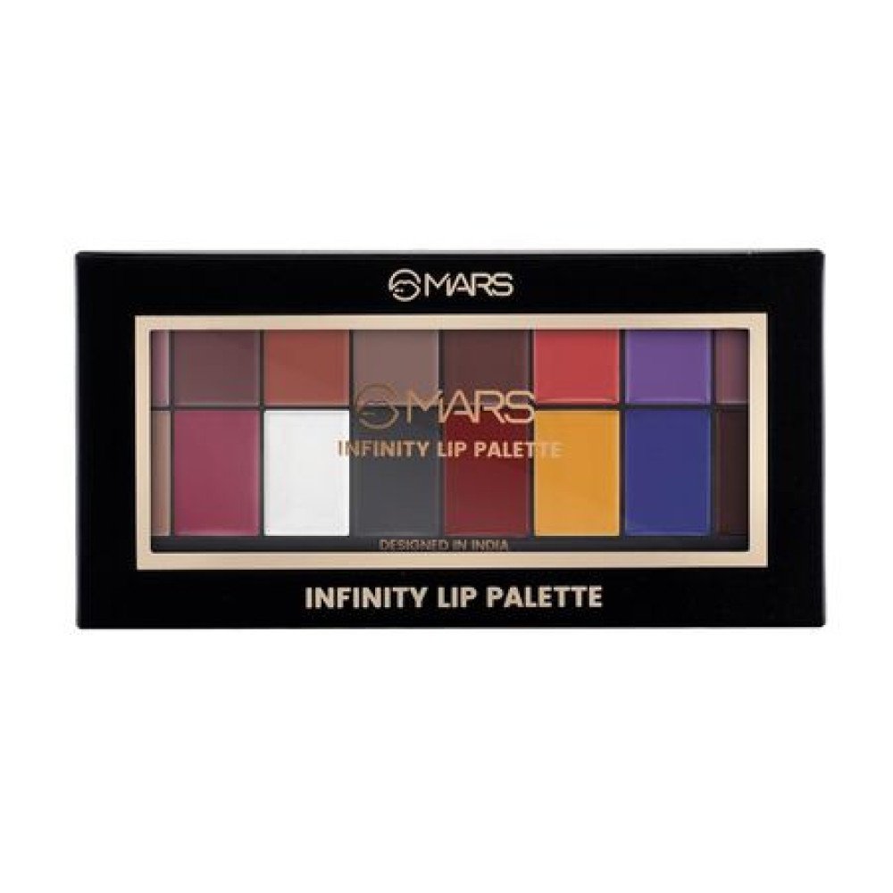 MARS Infinity Lip Palette | Demi Matte | 16 Colors to Infinte Lipstick Colors | Free Spatula cum Applicator (36.0 gm) (01-Multicolor)