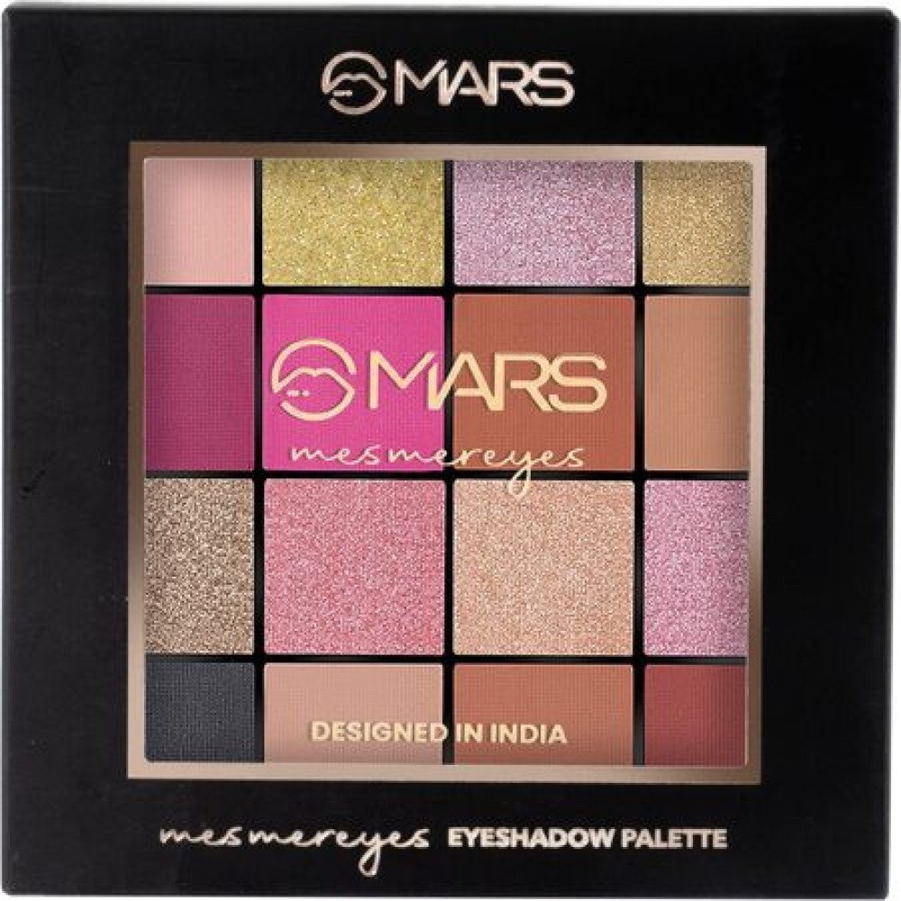 MARS Highly Pigmented Mesmereyes Smoky Eyes, 16-Color Eyeshadow Palette | Multicolor | Matte Finish | Shimmery Eye Shadow Palette | (20.8 G) (01-Multicolor)