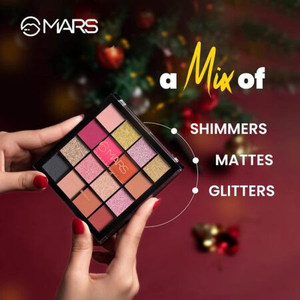MARS Highly Pigmented Mesmereyes Smoky Eyes, 16-Color Eyeshadow Palette | Multicolor | Matte Finish | Shimmery Eye Shadow Palette | (20.8 G) (03-Multicolor)