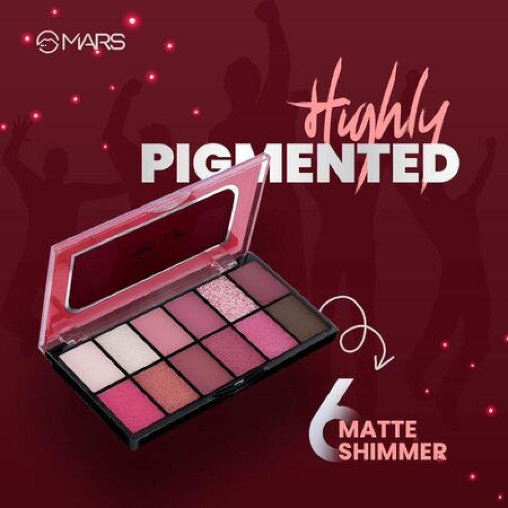 MARS 12 Shades Dance of Joy Eyeshadow Palette | Highly Pigmented and Blendable | Multicolor | Matte and Shimmer Finish 01-Multicolor (13.2g) (Shade-01)