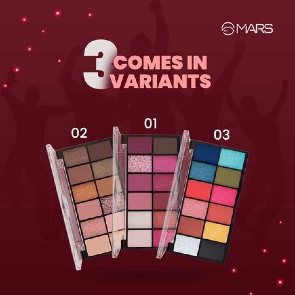 MARS 12 Shades Dance of Joy Eyeshadow Palette | Highly Pigmented and Blendable | Multicolor | Matte and Shimmer Finish 01-Multicolor (13.2g) (Shade-01)