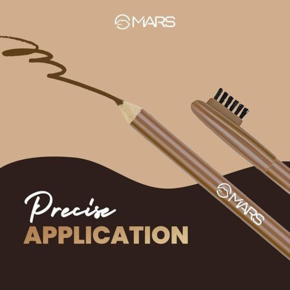 MARS Eyebrow Pencil With Spoolie | Long Lasting & Smudge Proof | High Pigmented Eyebrow Pencil | 1.2 gm | Dark Brown
