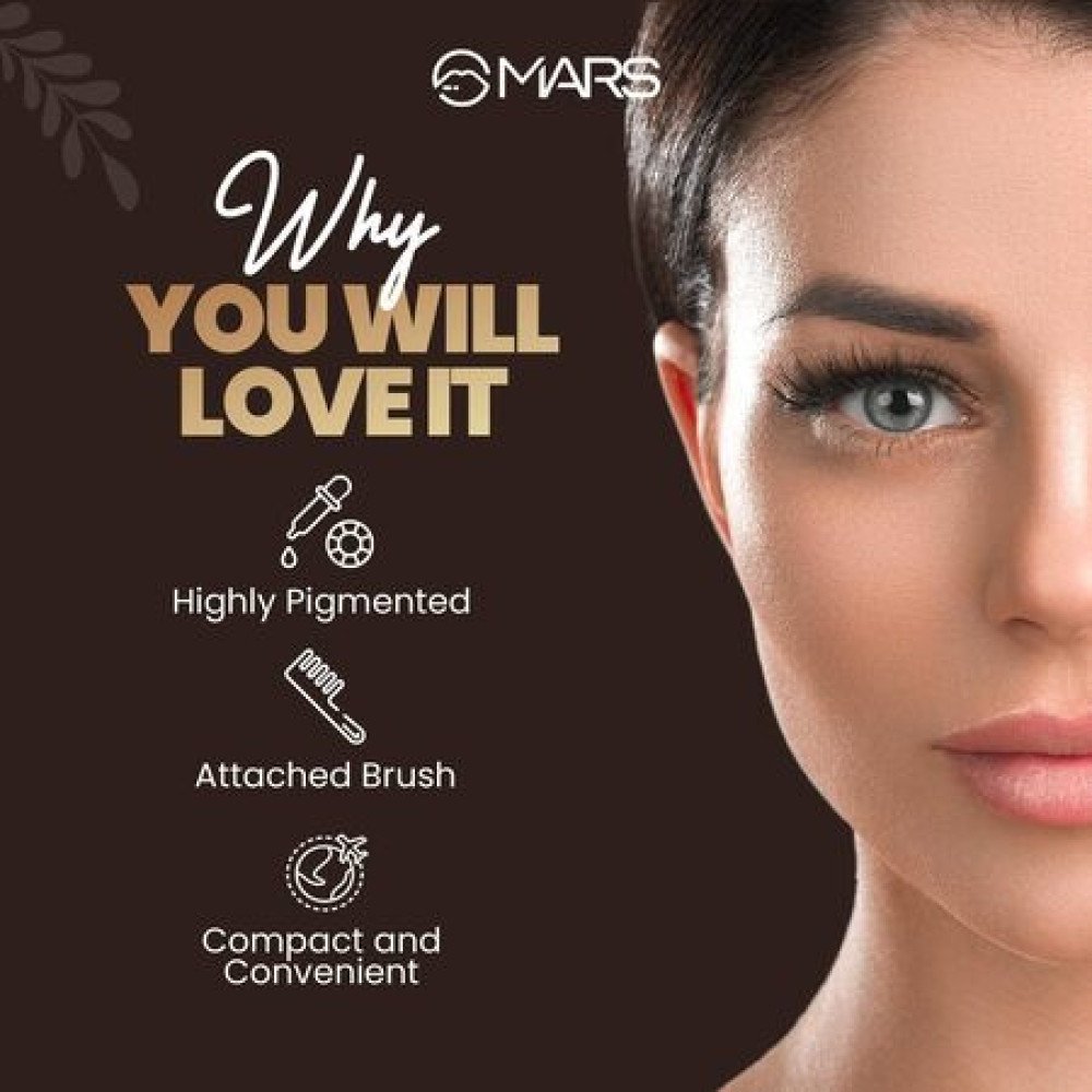MARS Eyebrow Pencil With Spoolie | Long Lasting & Smudge Proof | High Pigmented Eyebrow Pencil | 1.2 gm | Dark Brown