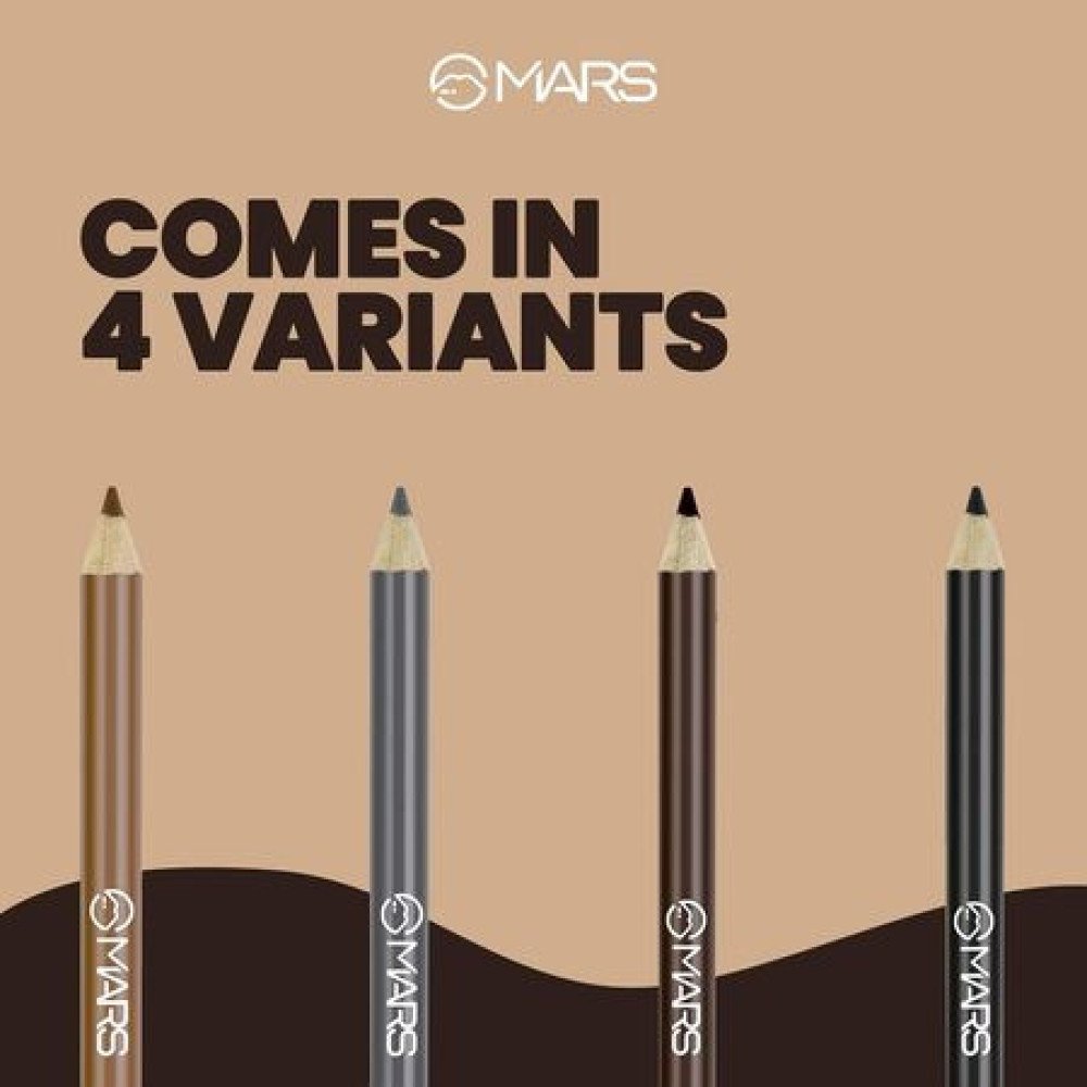 MARS Eyebrow Pencil With Spoolie | Long Lasting & Smudge Proof | High Pigmented Eyebrow Pencil | 1.2 gm | Dark Brown