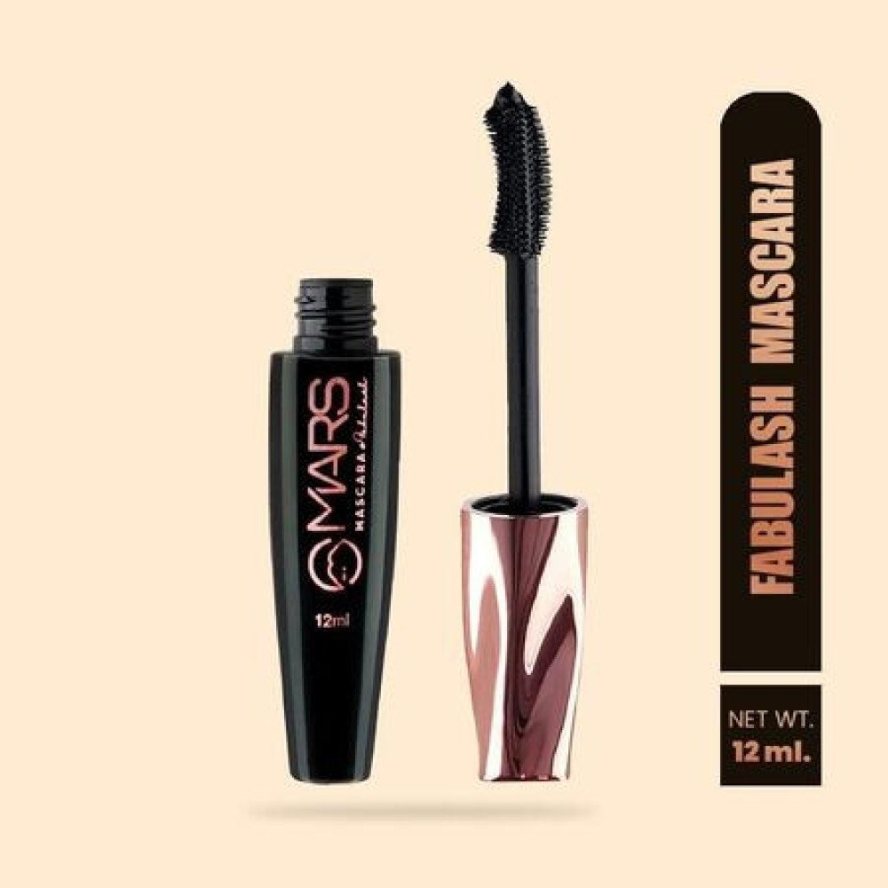 MARS Fabulash Volumising Mascara | Up to 18 Hours Stay | Waterproof with Intense Jet Black Color (12ml) (Black)
