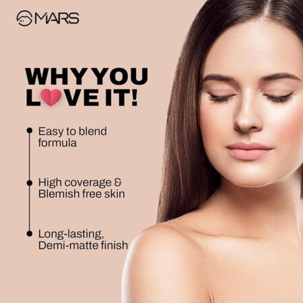 MARS SPF50 PA++++ High Coverage Liquid Foundation | Blemish Free & Blendable Foundation for Makeup (40ml) (SHADE-06)