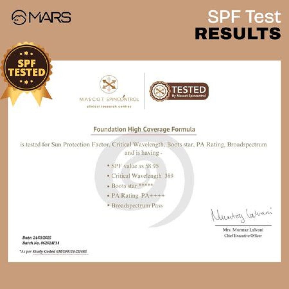MARS SPF50 PA++++ High Coverage Liquid Foundation | Blemish Free & Blendable Foundation for Makeup (40ml) (SHADE-06)